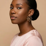 Emmeline Hammered Flower Statement Stud Earrings