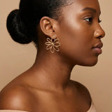 Emmeline Hammered Flower Statement Stud Earrings