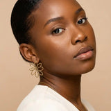 Emmeline Hammered Flower Statement Stud Earrings