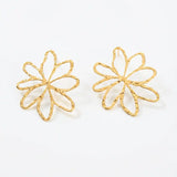 Emmeline Hammered Flower Statement Stud Earrings