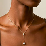 Olga Crystal Drop Lariat Necklace